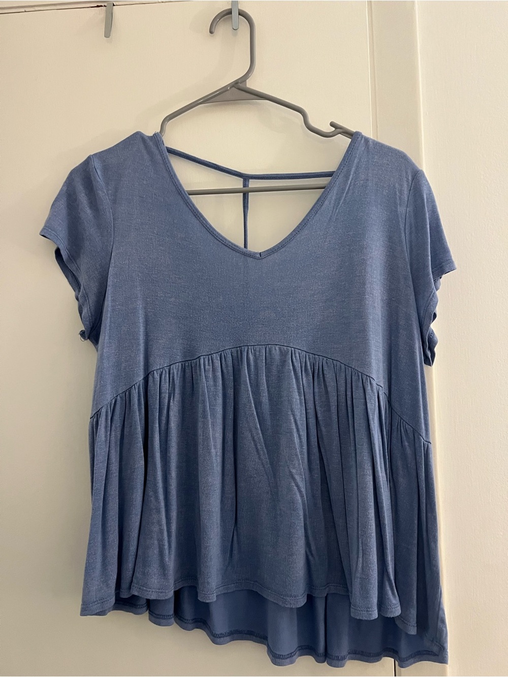 Impeccable Pig- Women's Blue V-Neck Babydoll Top